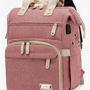 Pink Backpack with Cream Accents